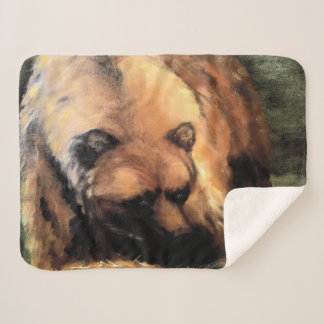 Grizzly Bear Looking at You Sherpa Blanket