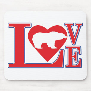 Grizzly Bear Love Heart Mouse Pad