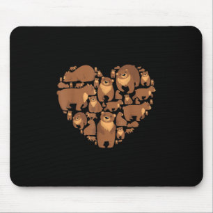 Grizzly Bear Lover Heart Bear Love Camping Hiking Mouse Pad