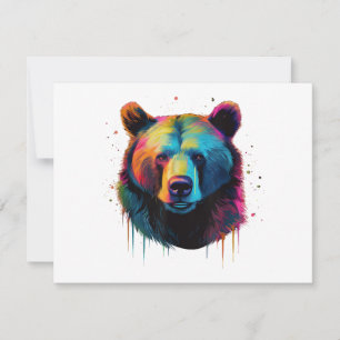 Grizzly Bear Lovers Pop Art Big Grizzly Bear Holiday Card