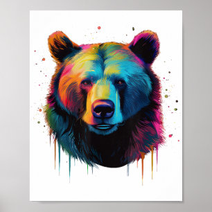 Grizzly Bear Lovers Pop Art Big Grizzly Bear Poster