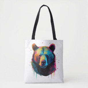 Grizzly Bear Lovers Pop Art Big Grizzly Bear Tote Bag