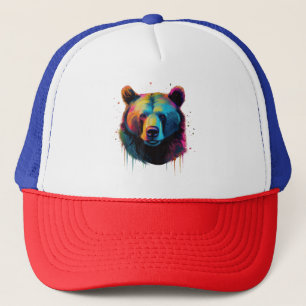 Grizzly Bear Lovers Pop Art Big Grizzly Bear Trucker Hat