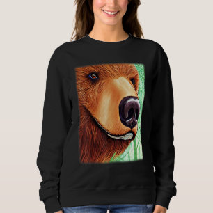 Grizzly bear motif animal graphic imprint with bea sweatshirt