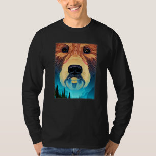 Grizzly bear motif animal graphic imprint with bea T-Shirt