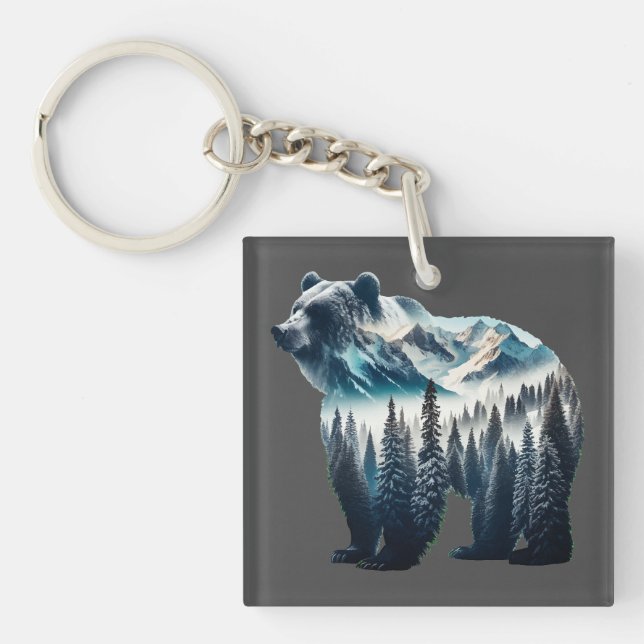Grizzly Bear Mountains and Forests Key Ring (Front)