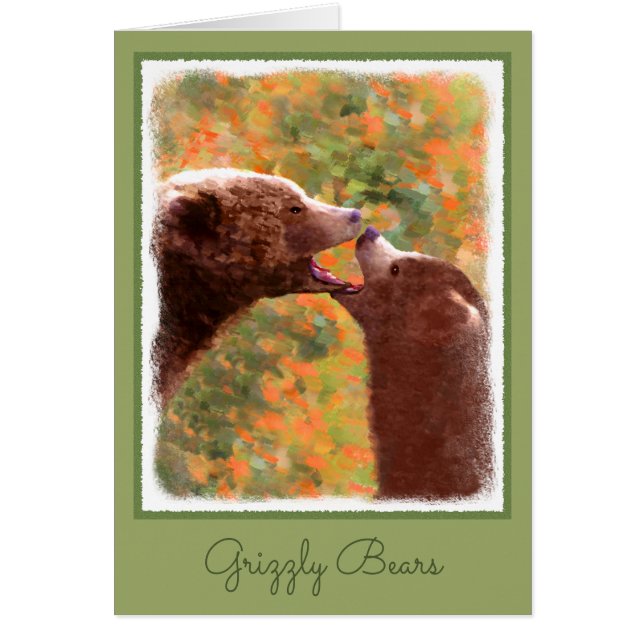 Grizzly Bear Mum and Cub Painting - Wildlife Art (Front)