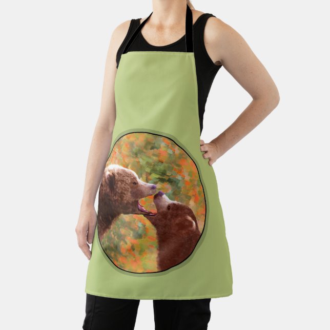 Grizzly Bear Mum and Cub Painting Wildlife Art Apron (Insitu)