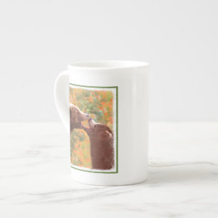 Grizzly Bear Mum and Cub Painting - Wildlife Art Bone China Mug