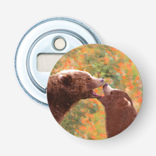 Grizzly Bear Mum and Cub Painting - Wildlife Art Bottle Opener