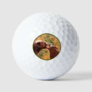 Grizzly Bear Mum and Cub Painting - Wildlife Art Golf Balls