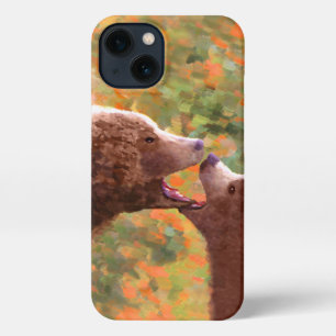 Grizzly Bear Mum and Cub Painting Wildlife Art iPhone 13 Case