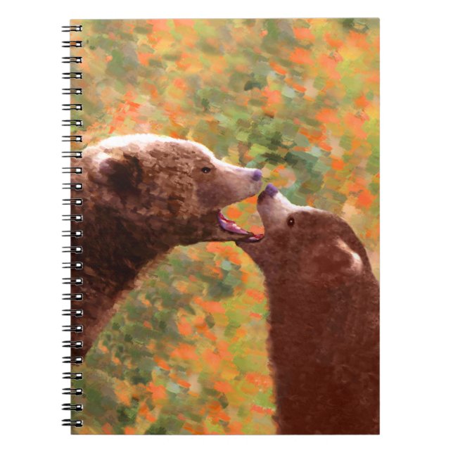 Grizzly Bear Mum and Cub Painting - Wildlife Art Notebook (Front)