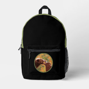Grizzly Bear Mum and Cub Painting Wildlife Art Printed Backpack
