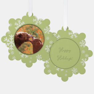 Grizzly Bear Mum and Cub Painting Wildlife Art Tree Decoration Card