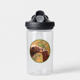 Grizzly Bear Mum and Cub Painting Wildlife Art Water Bottle