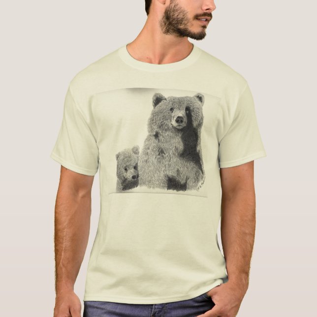 Grizzly  Bear mum and cub t-shirt (Front)