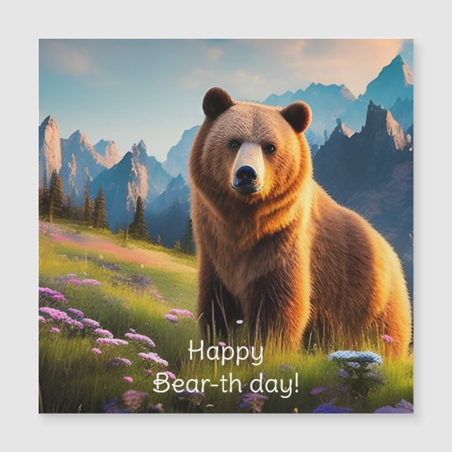 Grizzly Bear on Mountainside Birthday (Front)