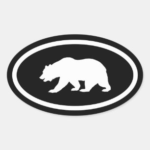 Grizzly Bear Oval Sticker
