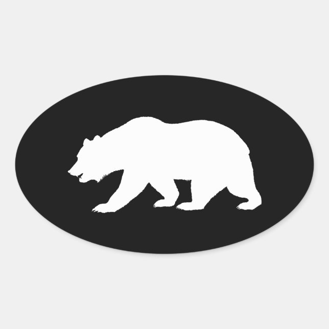 Grizzly Bear Oval Sticker (Front)