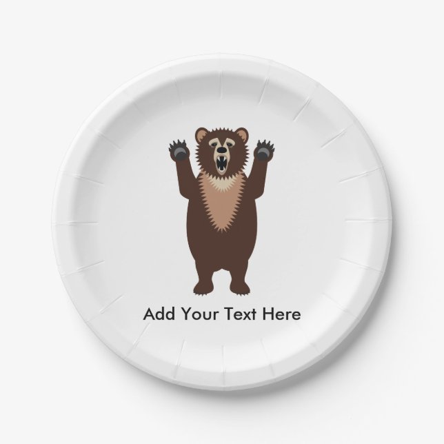 Grizzly Bear Paper Plate (Front)