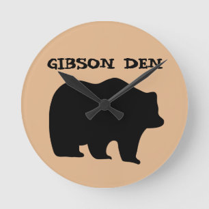 GRIZZLY BEAR PERSONALIZED Acrylic Wall Clock