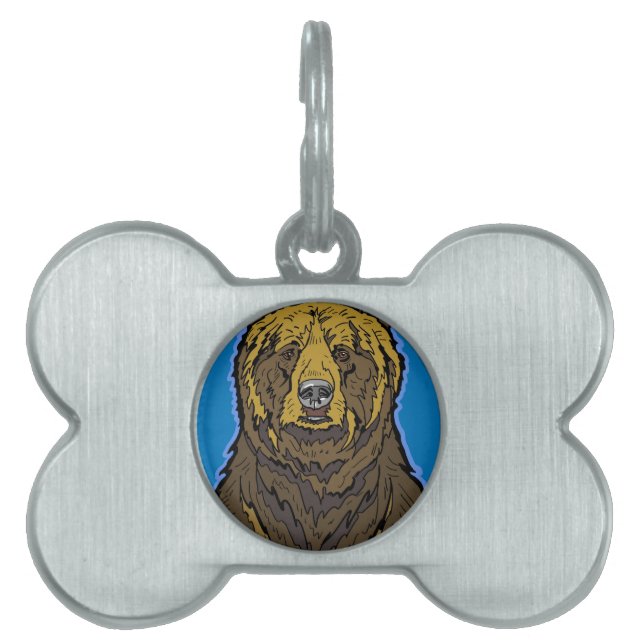 Grizzly Bear Pet Name Tag (Front)