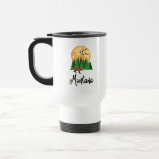 Grizzly Bear Pine Trees Montana. outdoorsmen,  Travel Mug