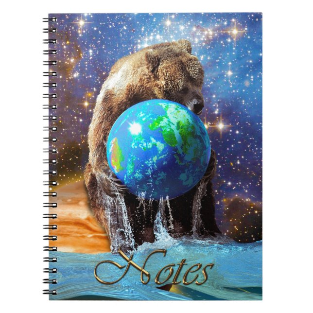 Grizzly Bear, Planet Earth Day Fantasy Art Notebook (Front)
