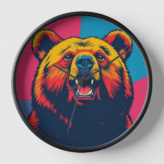Grizzly Bear Pop Art Clock