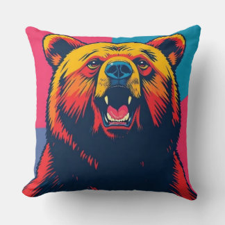 Grizzly Bear Pop Art Cushion