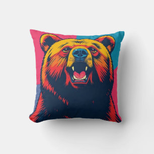 Grizzly Bear Pop Art Cushion