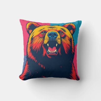 Grizzly Bear Pop Art Cushion