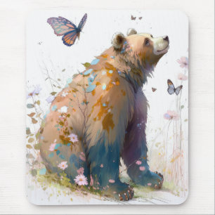 Grizzly Bear Portrait Animal Painting Wildlife Art Mouse Pad