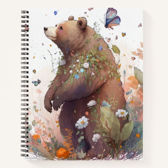 Grizzly Bear Portrait Animal Painting Wildlife Art Notebook (Front)