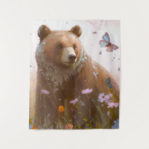 Grizzly Bear Portrait Animal Painting Wildlife Art Tapestry