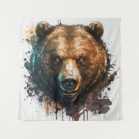 Grizzly Bear Portrait Animal Painting Wildlife Art