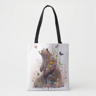 Grizzly Bear Portrait Animal Painting Wildlife Art Tote Bag