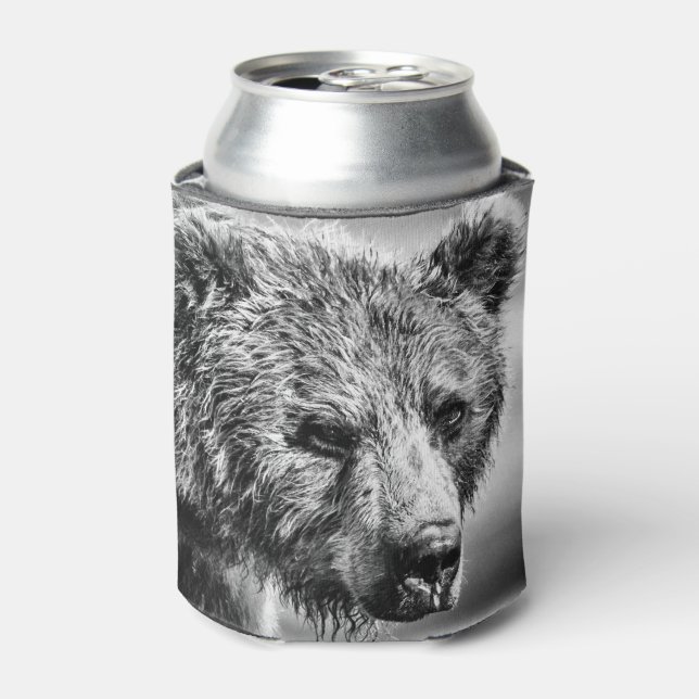Grizzly bear portrait can cooler (Can Front)