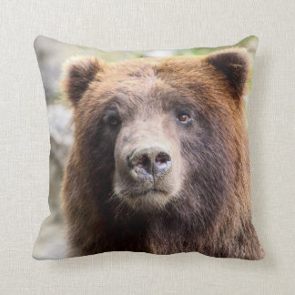 Grizzly Bear Portrait Close Up Cushion