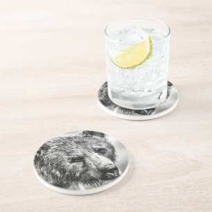 Grizzly bear portrait coaster