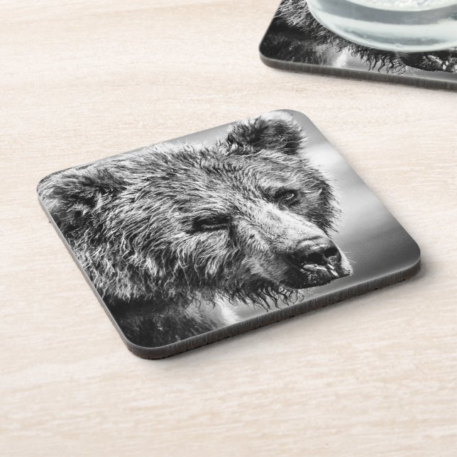 Grizzly bear portrait coaster (Left Side)