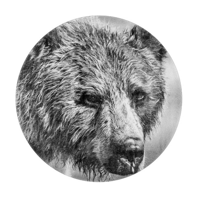 Grizzly bear portrait cutting board (Front)