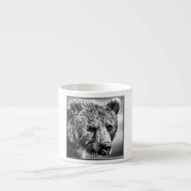 Grizzly bear portrait espresso cup (Front)