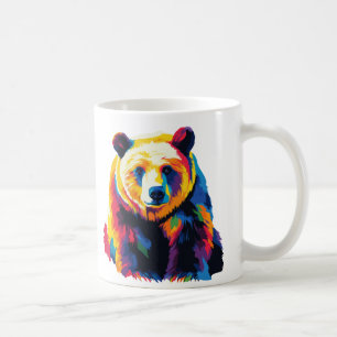 Grizzly Bear Portrait Illustration Watercolour Art Coffee Mug