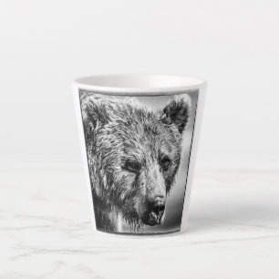 Grizzly bear portrait latte mug