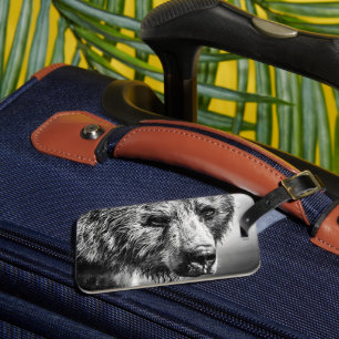 Grizzly bear portrait luggage tag