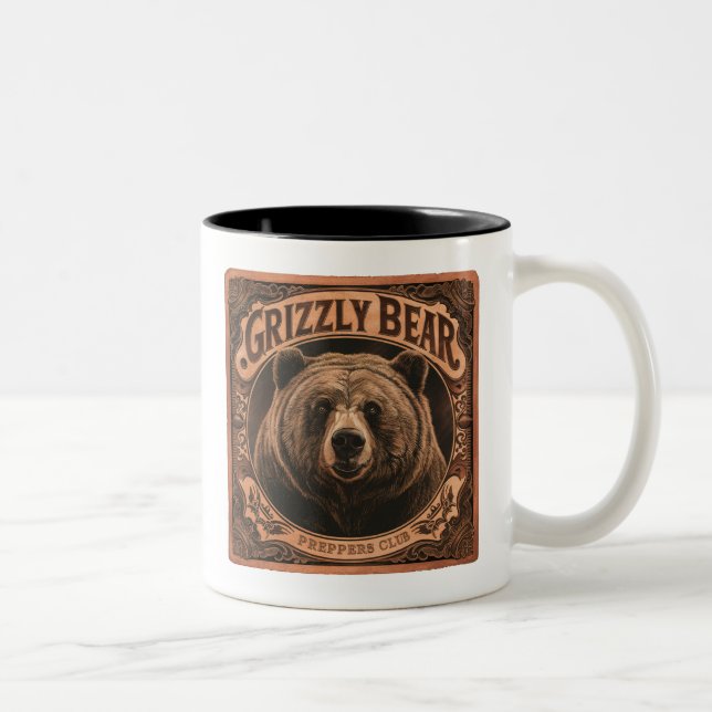 Grizzly Bear Preppers Club Two-Tone Coffee Mug (Right)
