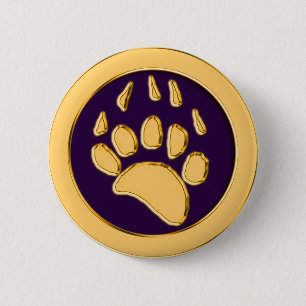 GRIZZLY BEAR PRINT 6 CM ROUND BADGE