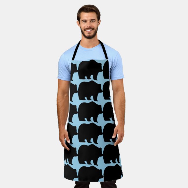 GRIZZLY BEAR PRINT KITCHEN GRILLOUT APRON (Worn)